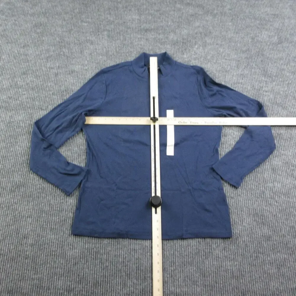 Banana Republic Sweater Womens XL Blue Pullover Mock Neck Tight-Knit Stretch NWT